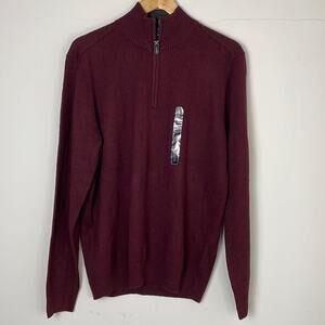 Tricots St Raphael Acrylic Maroon 1/4 Zip Sweater size L
